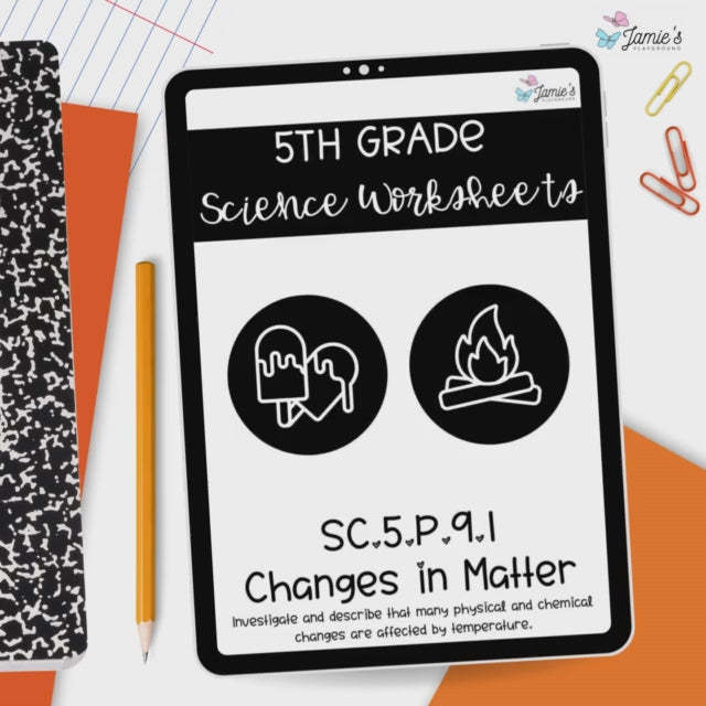 Changes in Matter Activity & Answer Key 5th Grade Physical Science