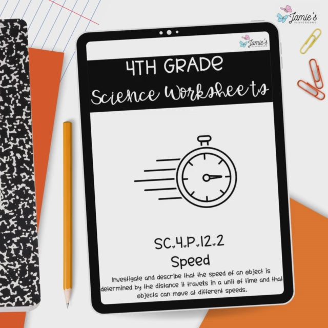 Speed of an Object Activity & Answer Key 4th Grade Physical Science