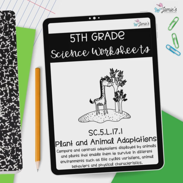 Plant and Animal Adaptations Activity & Answer Key 5th Grade Life Science