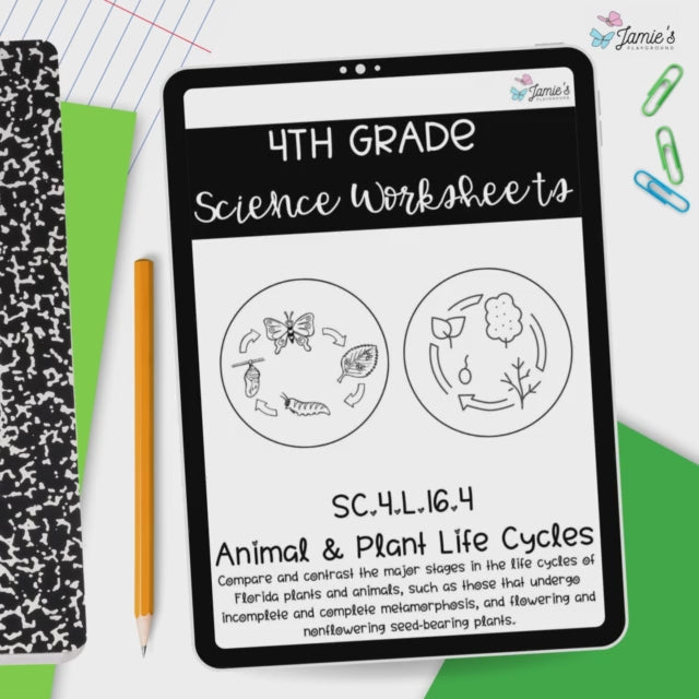 Plant and Animal Life Cycles Activity & Answer Key 4th Grade Life Science