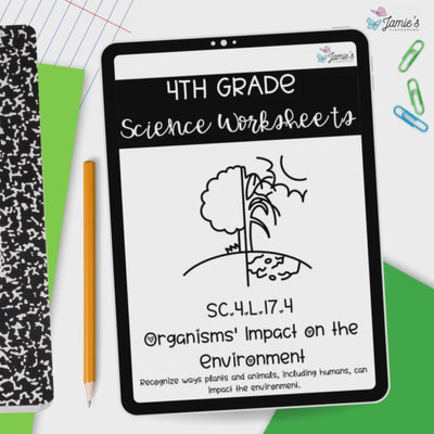 Organisms' Impact on Environment Activity & Answer Key 4th Grade Life Science