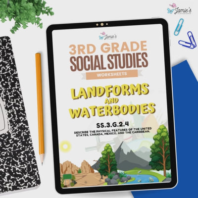 Landforms and Bodies of Water Activity & Answer Key 3rd Grade Social Studies